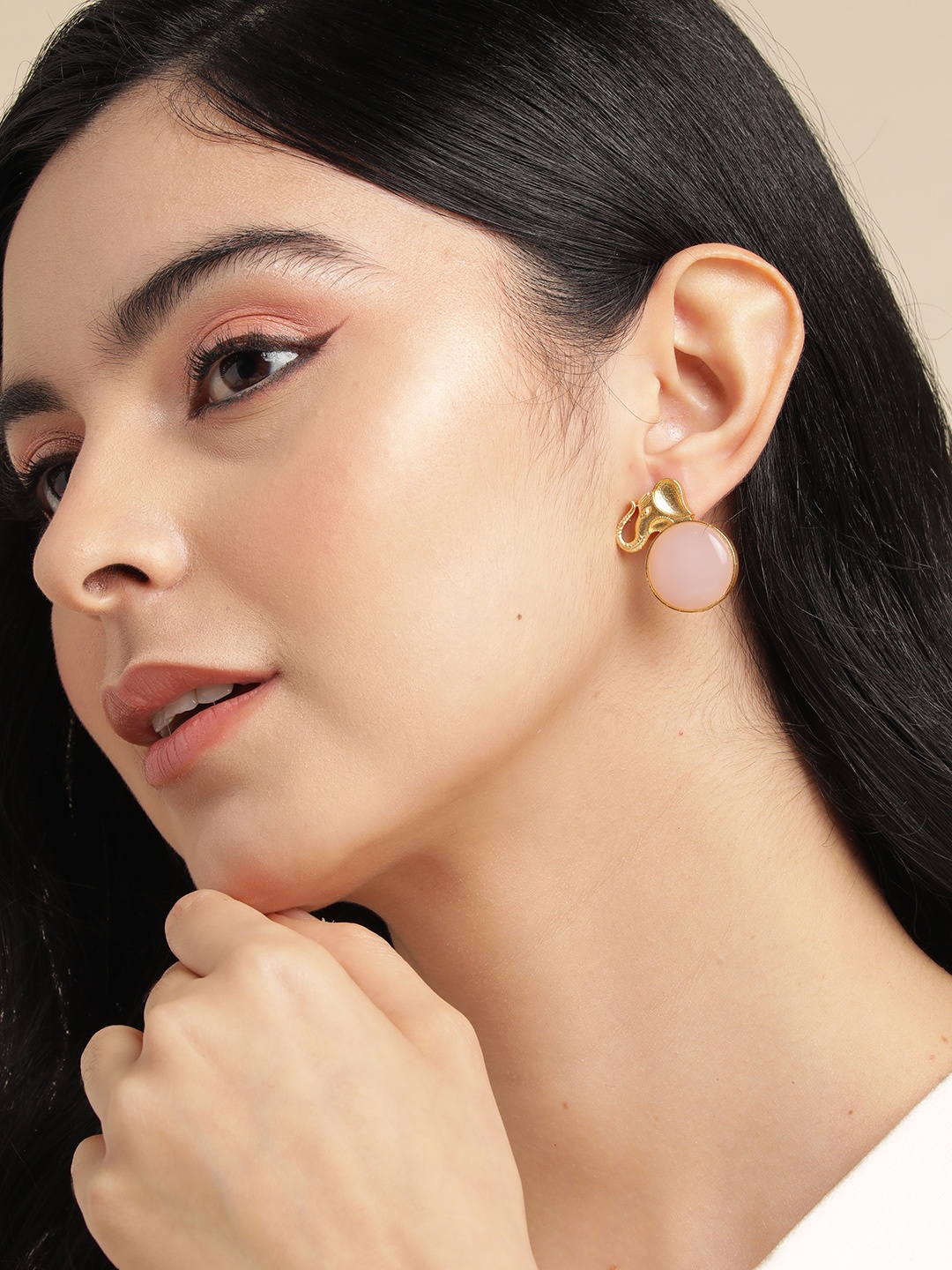 

Anouk Gold-Plated Beaded Circular Stud Earrings, Pink