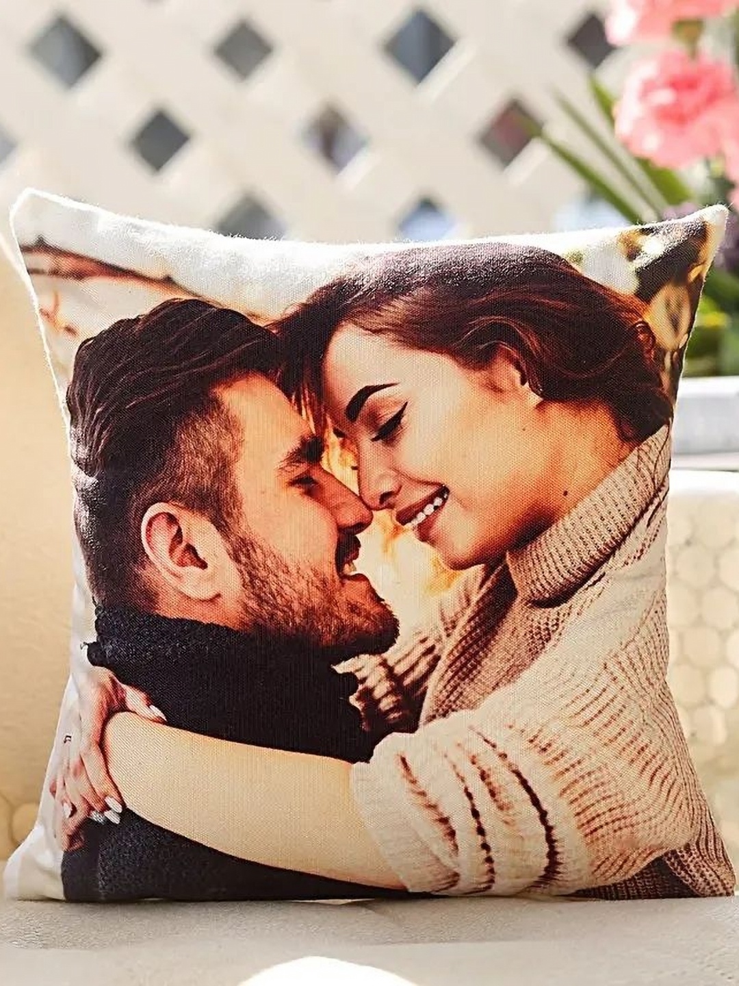 

fnp Black & Brown Printed Square Shaped Cushion