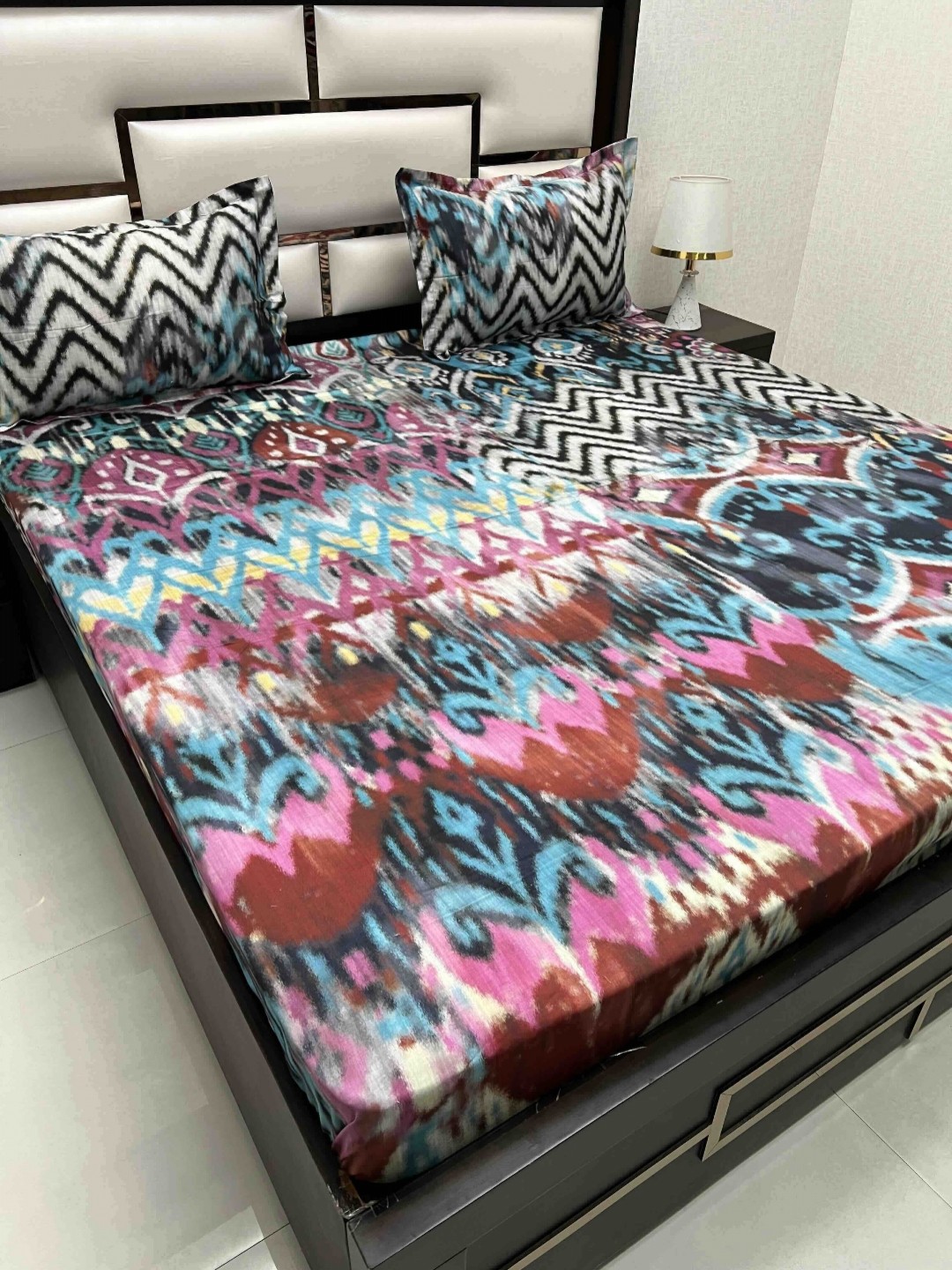 

Pure Decor Cotton King Size Double Bedsheet With 2 Pillow Covers 2.74m X 2.74m, Blue