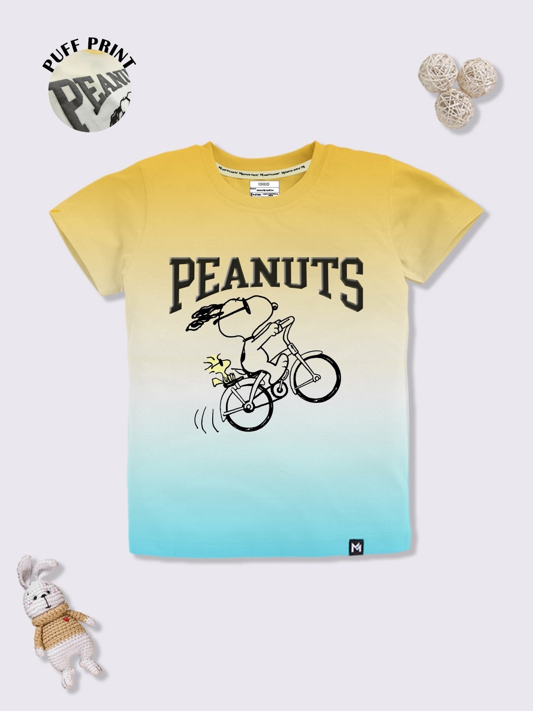 

YK X Minute Mirth Boys Ombre Effect Peanuts Printed T-shirt, Mustard