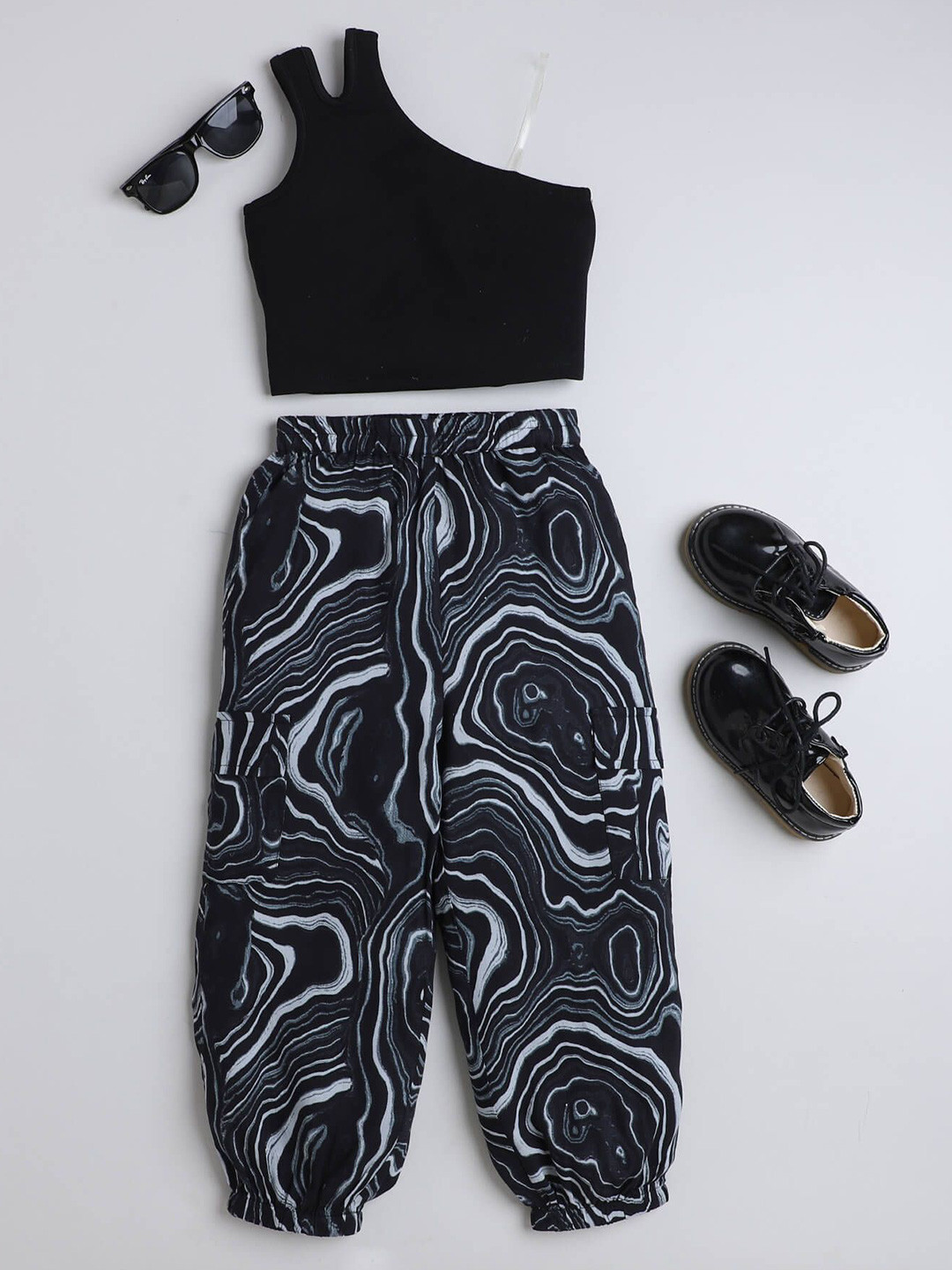 

taffykids Girls Printed Top, Black