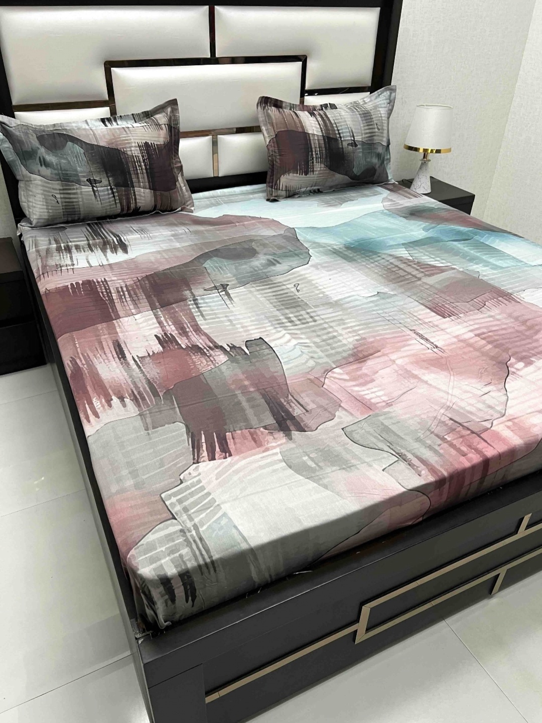

Pure Decor Cotton King Size Double Bed Bedsheet With 2 Pillow Covers 2.74m X 2.74m, Blue