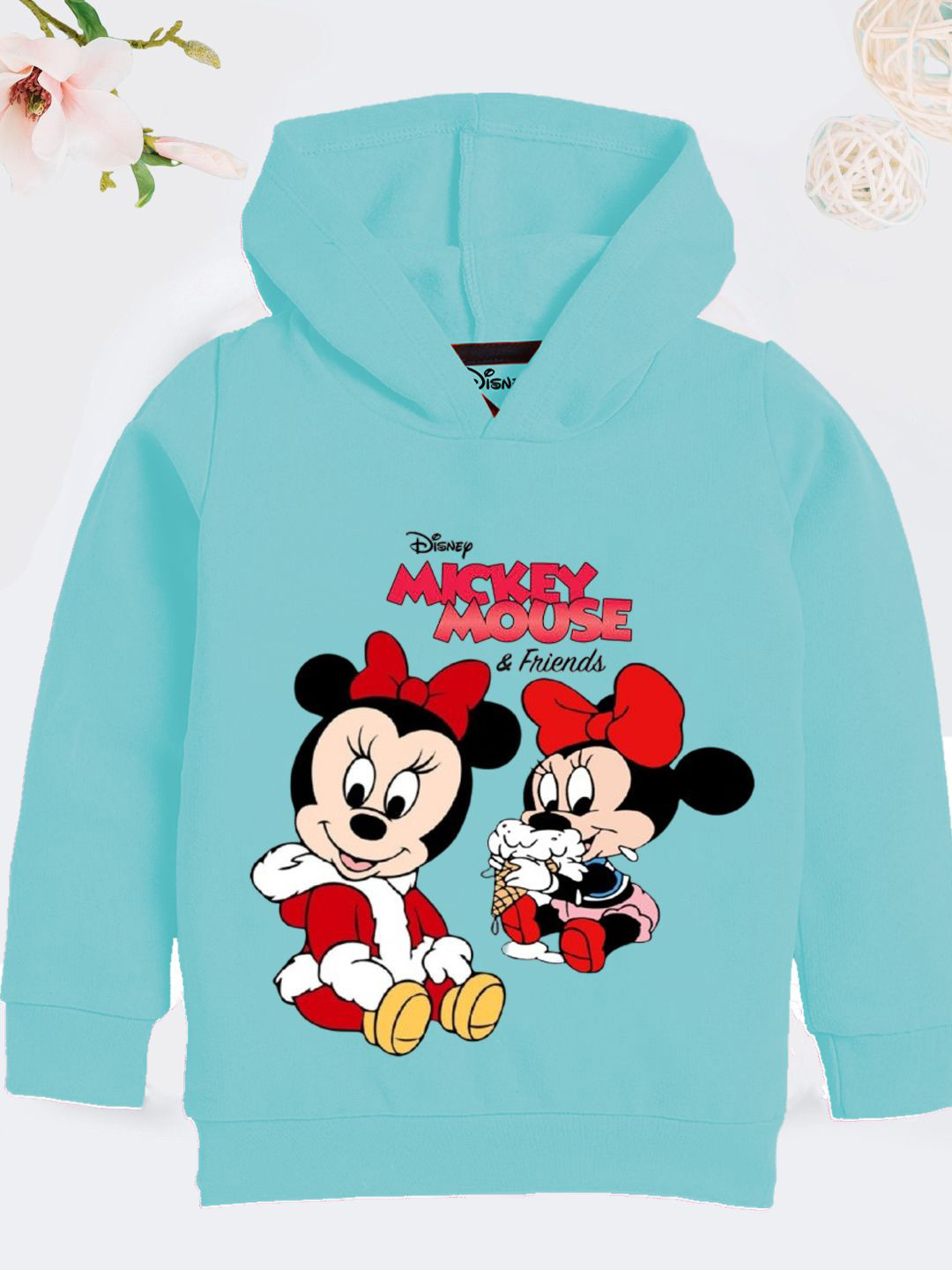 

YK Disney Girls Printed Hooded Sweatshirt, Turquoise blue