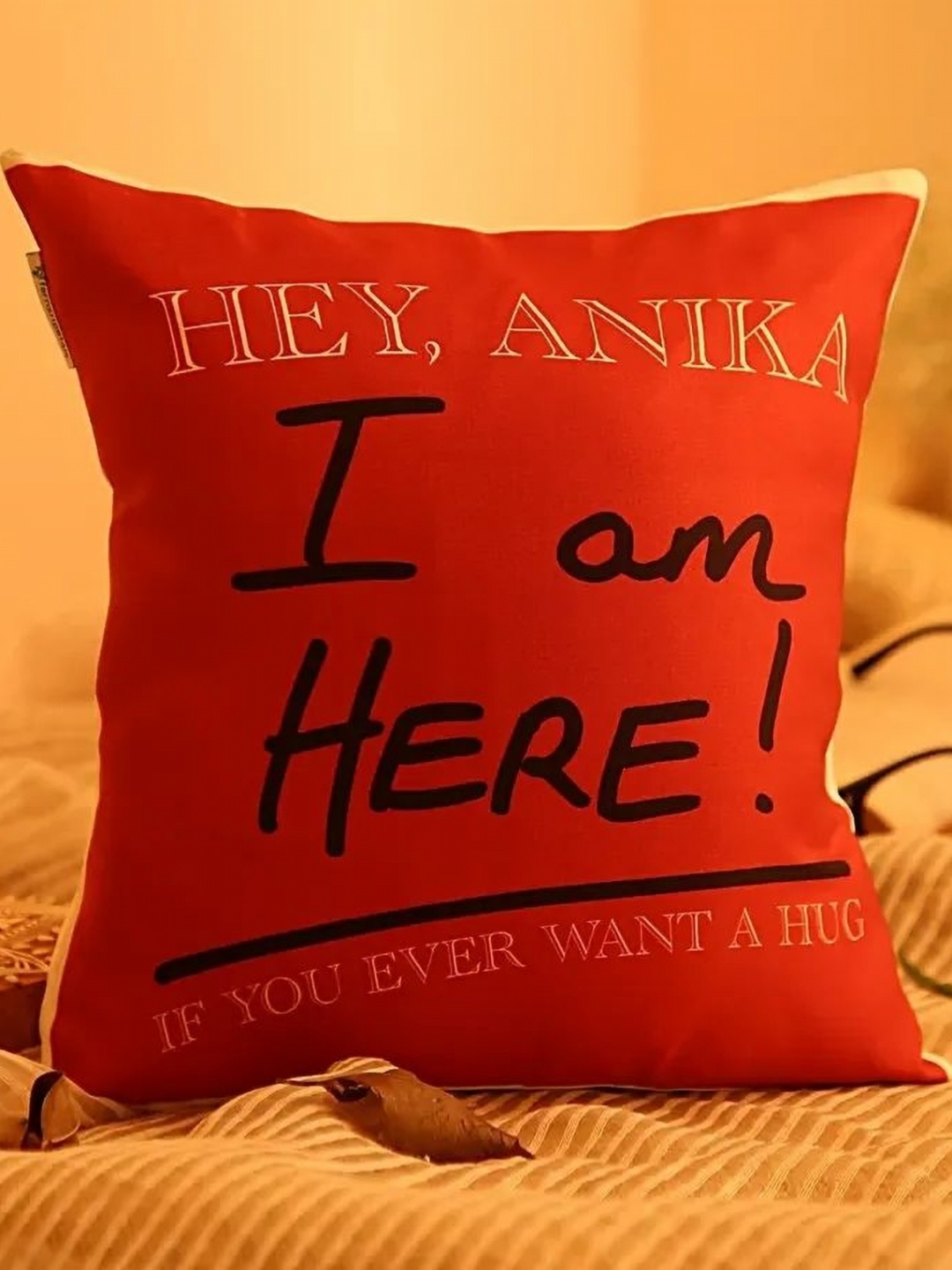 

fnp Red & Black Printed Square Shaped Pre-Filled Cushion