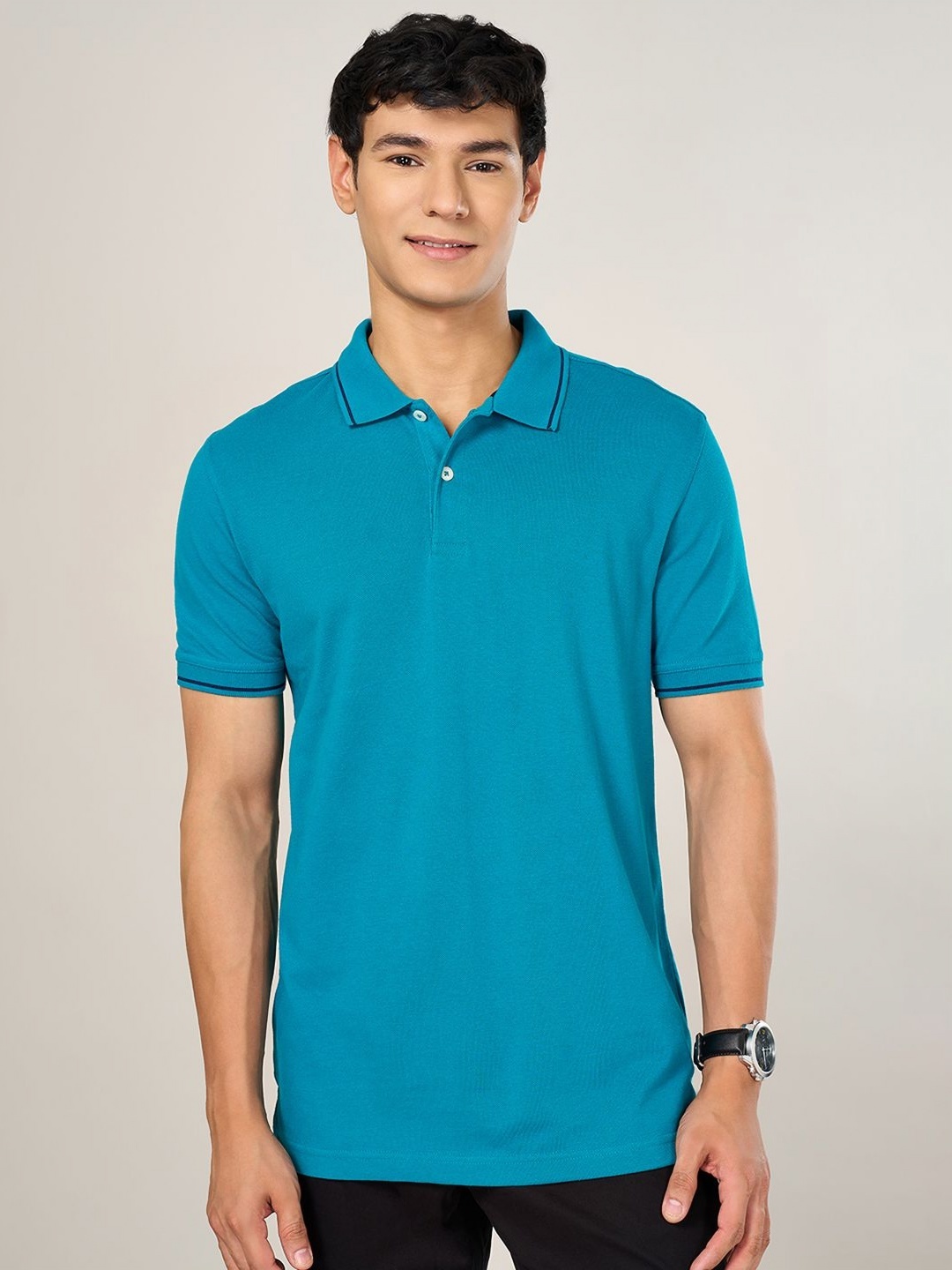 

BYFORD by Pantaloons Men Applique Slim Fit T-shirt, Teal