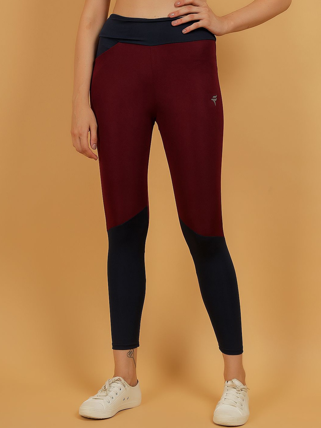 

N-Gal Women Ankle Length Dry Fit Gym Tights, Burgundy