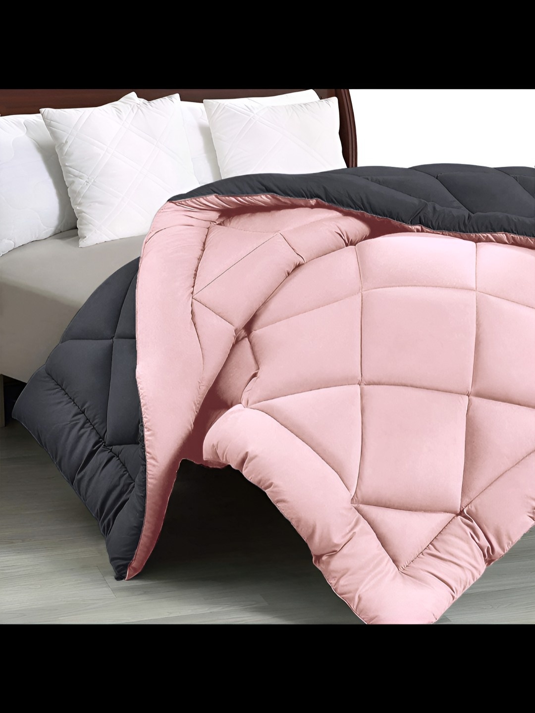 

BED-SHEET.COM Pink Microfiber Mild Winter 300 GSM Double Bed Comforter