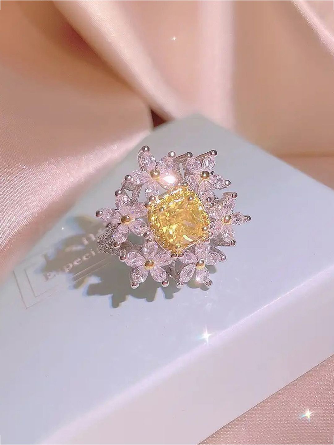 

Designs & You Silver-Plated American Diamond Stone Studded Anti-Tarnish Finger Ring