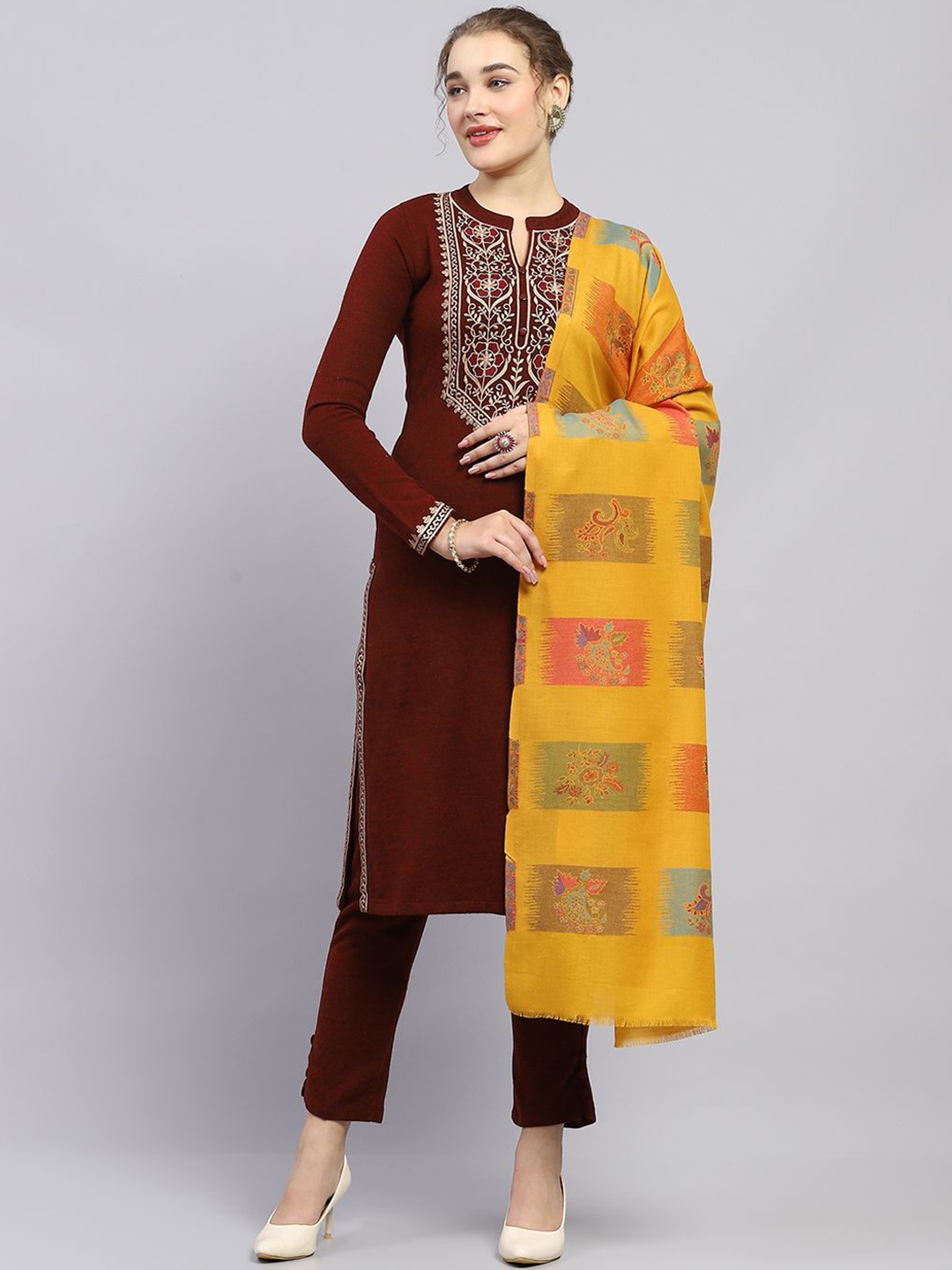 

Monte Carlo Women Ethnic Motifs Printed Shawl, Mustard