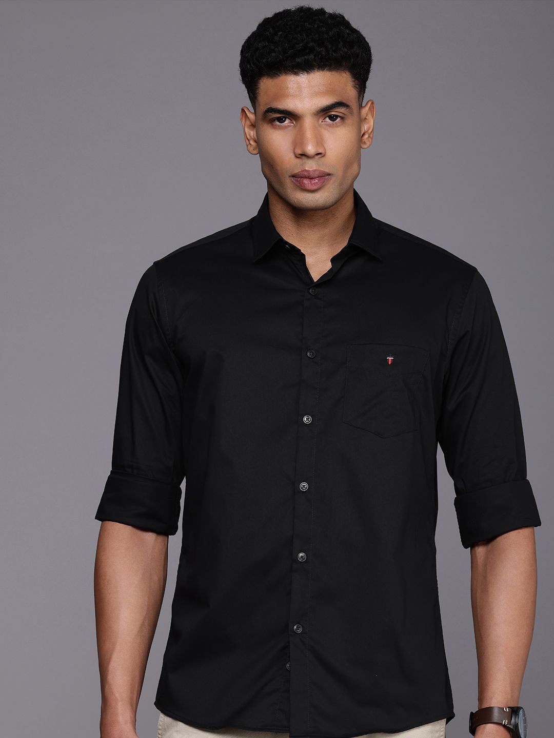 

Louis Philippe Sport Pure Cotton Slim Fit Casual Shirt, Black