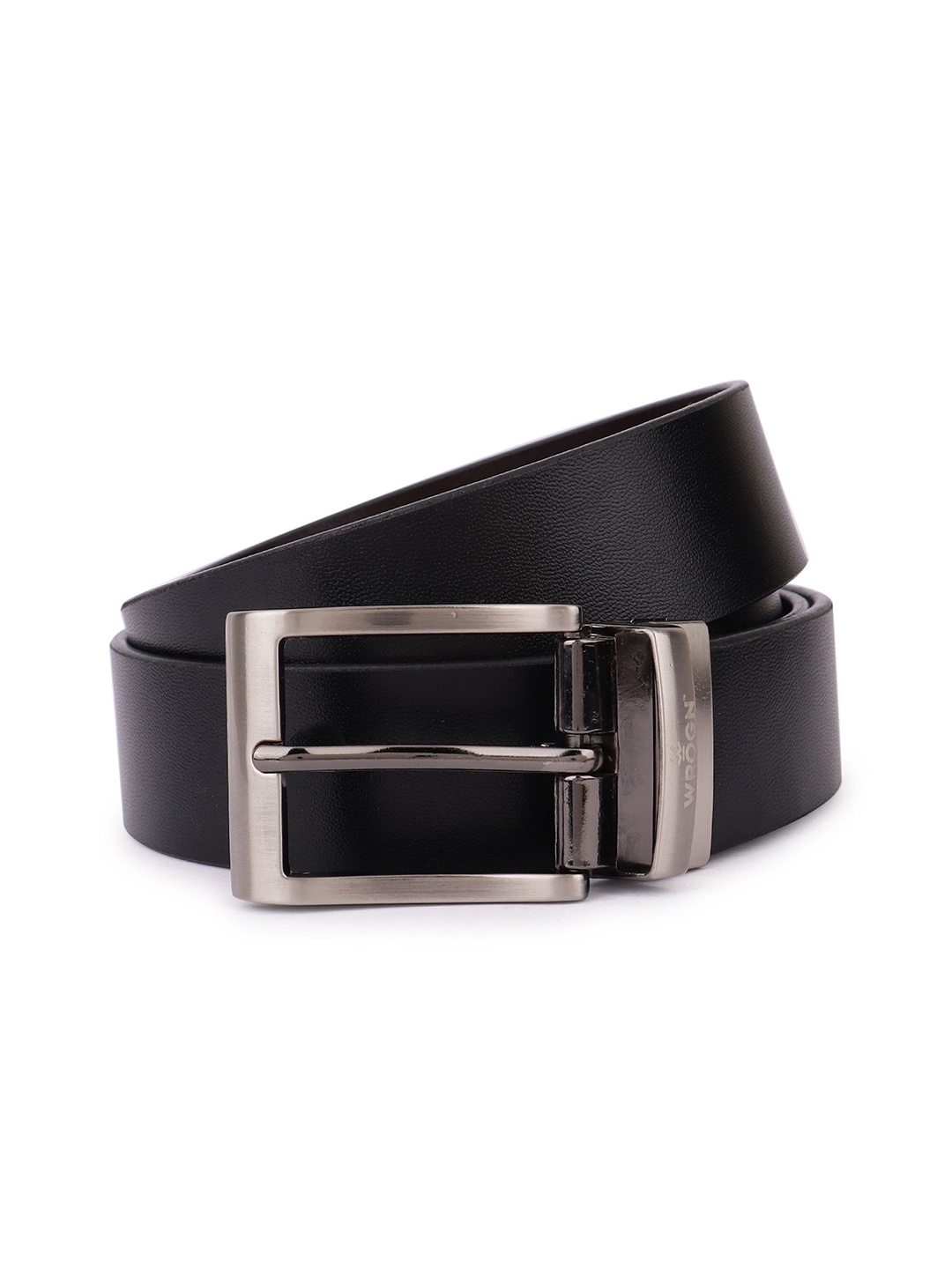 

WROGN Men Leather Reversible Belt, Black