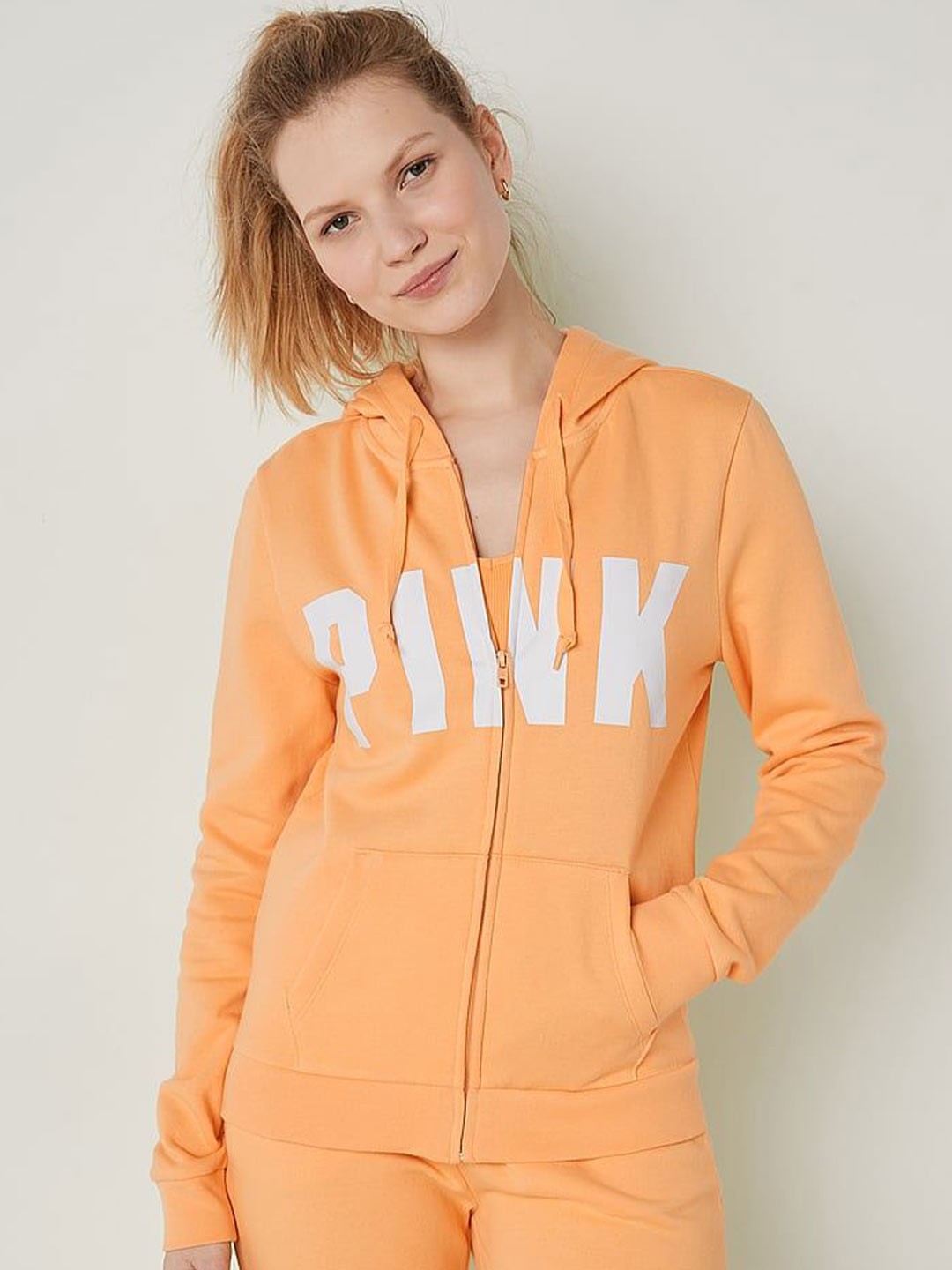 

Victoria's Secret Women Typography Printed Hooded Sweatshirt, Orange