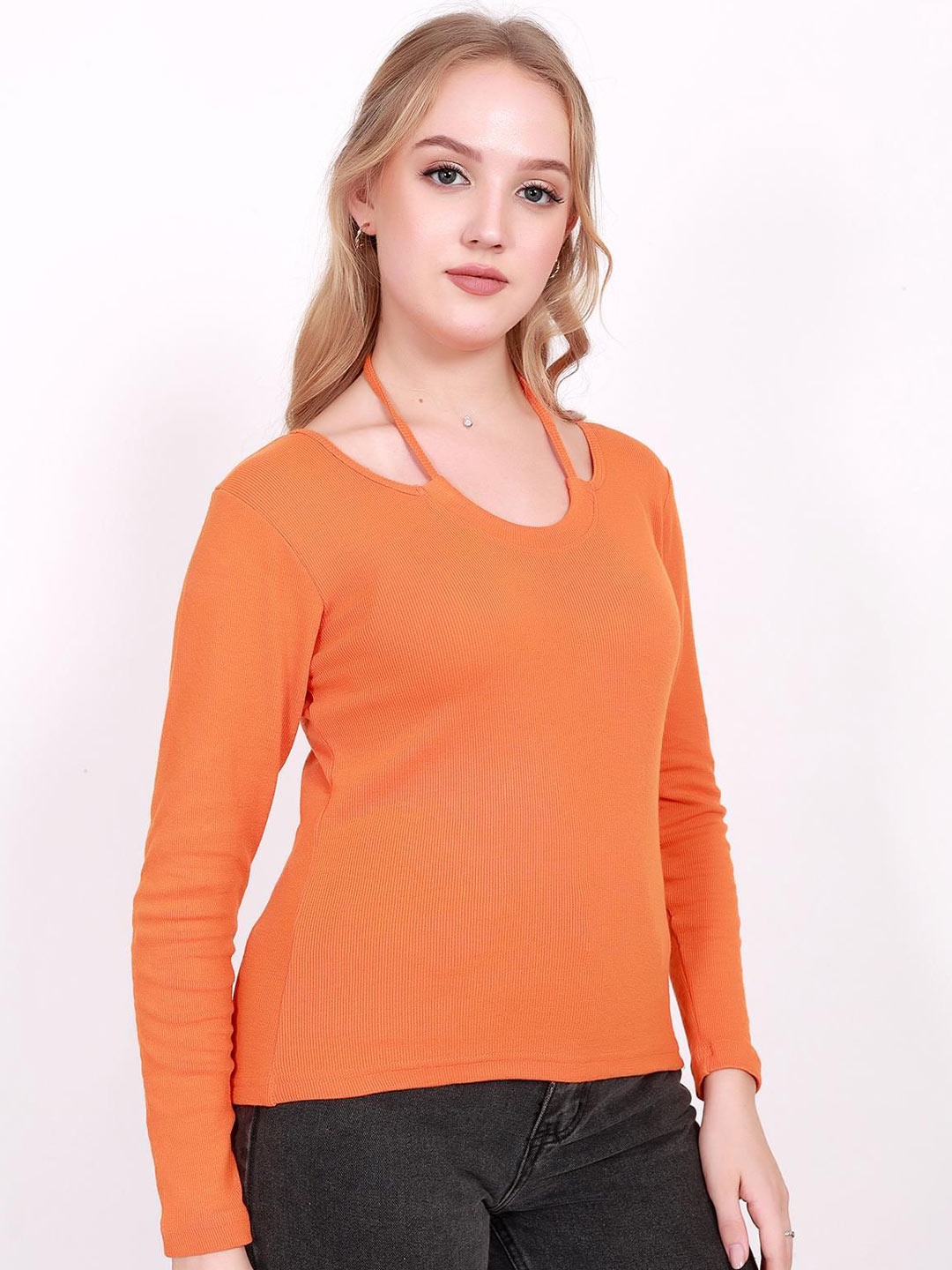 

BAESD Women Solid Regular Top, Orange