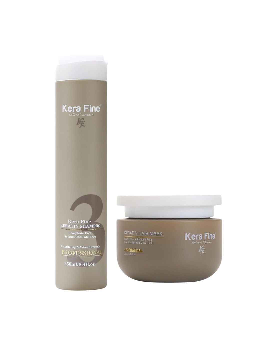 

KERA FINE Set of 2 Keratin Shampoo - 250 ml & Hair Mask - 200 ml, Brown