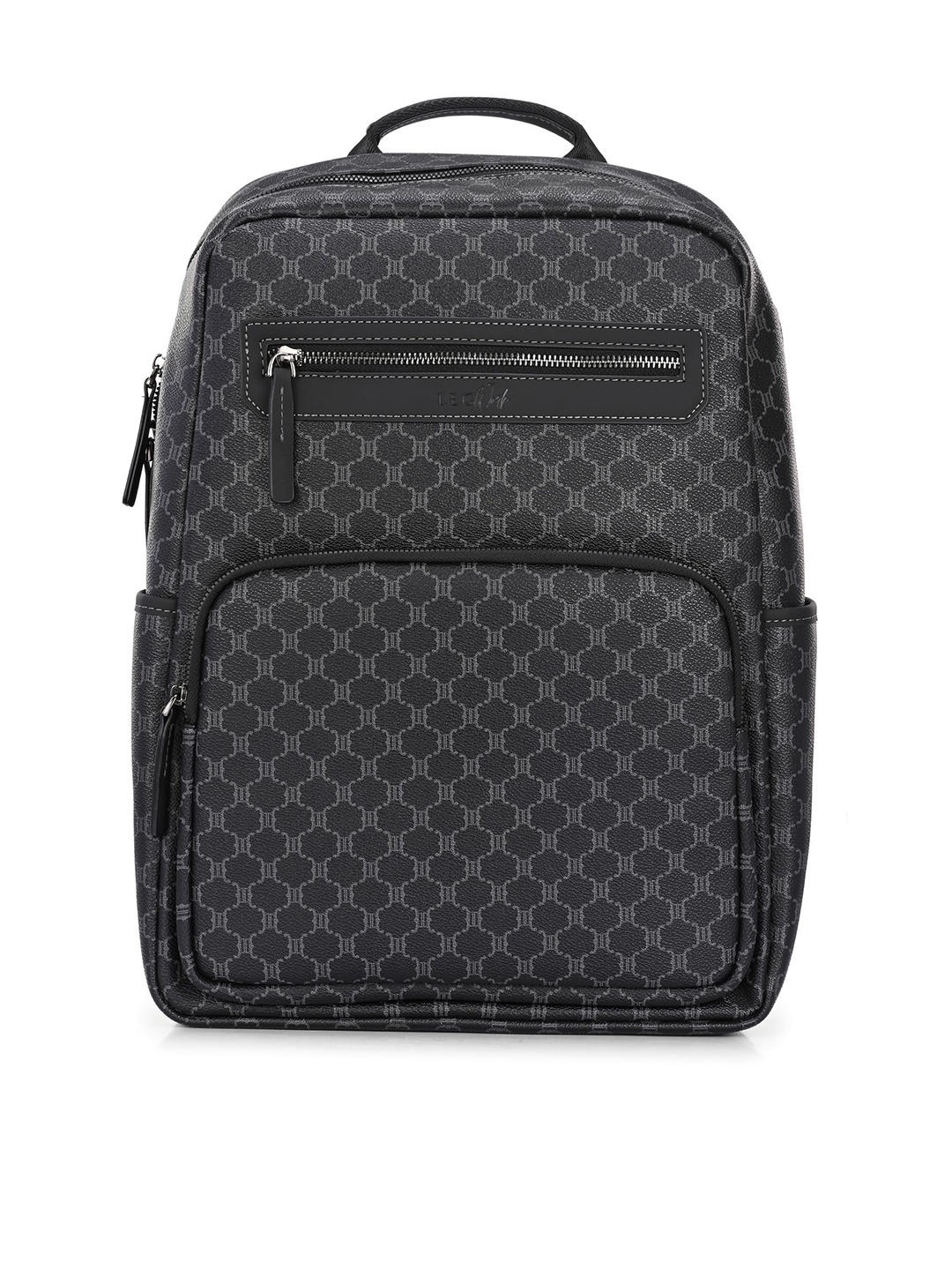 

LEGWORK Unisex Geometric Backpack with USB Charging Port, Black