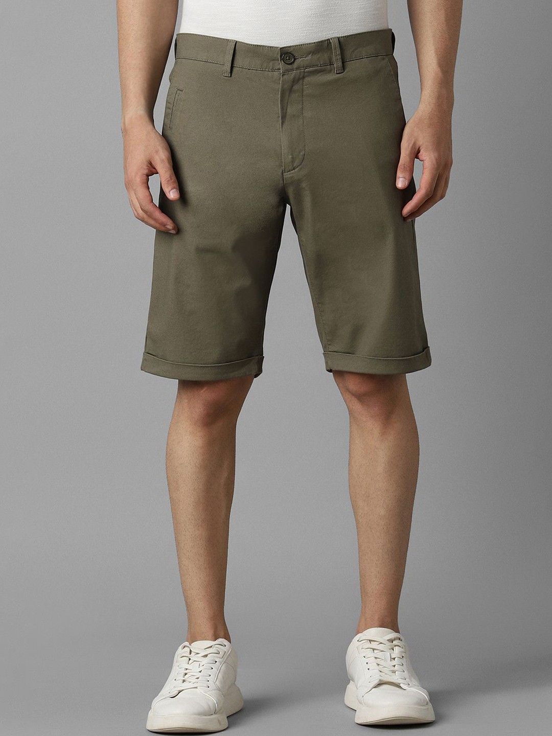 

Louis Philippe Sport Men Cotton Mid-Rise Slim Fit Shorts, Olive