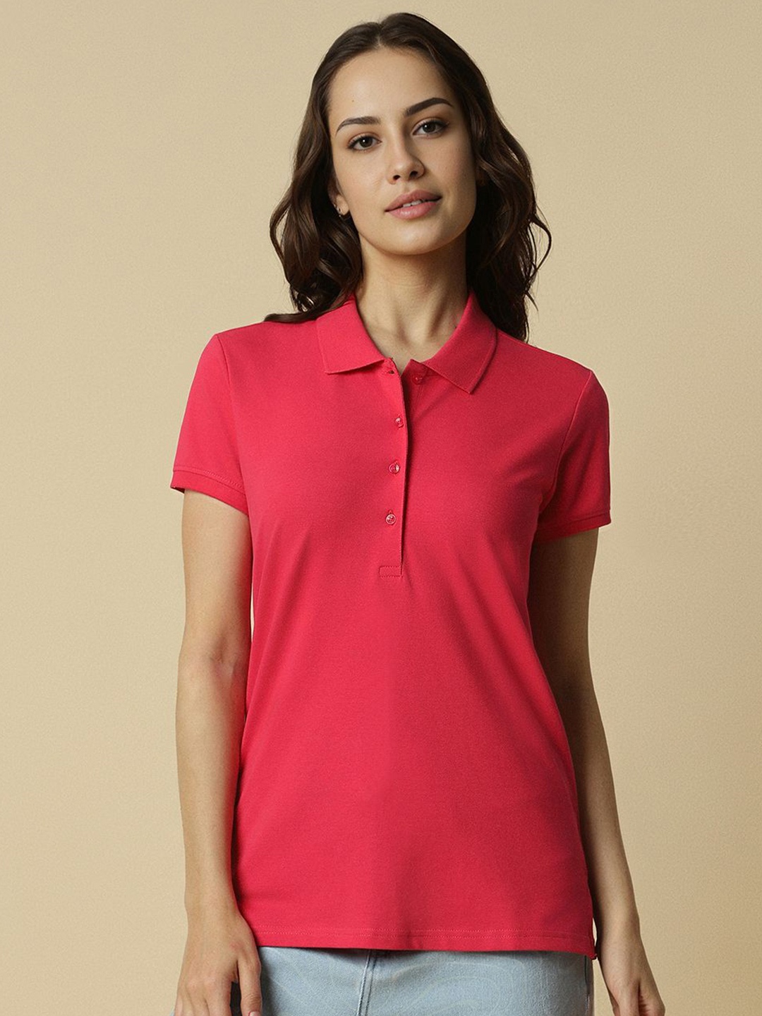 

Allen Solly Woman Cotton Shirt Style Top, Pink