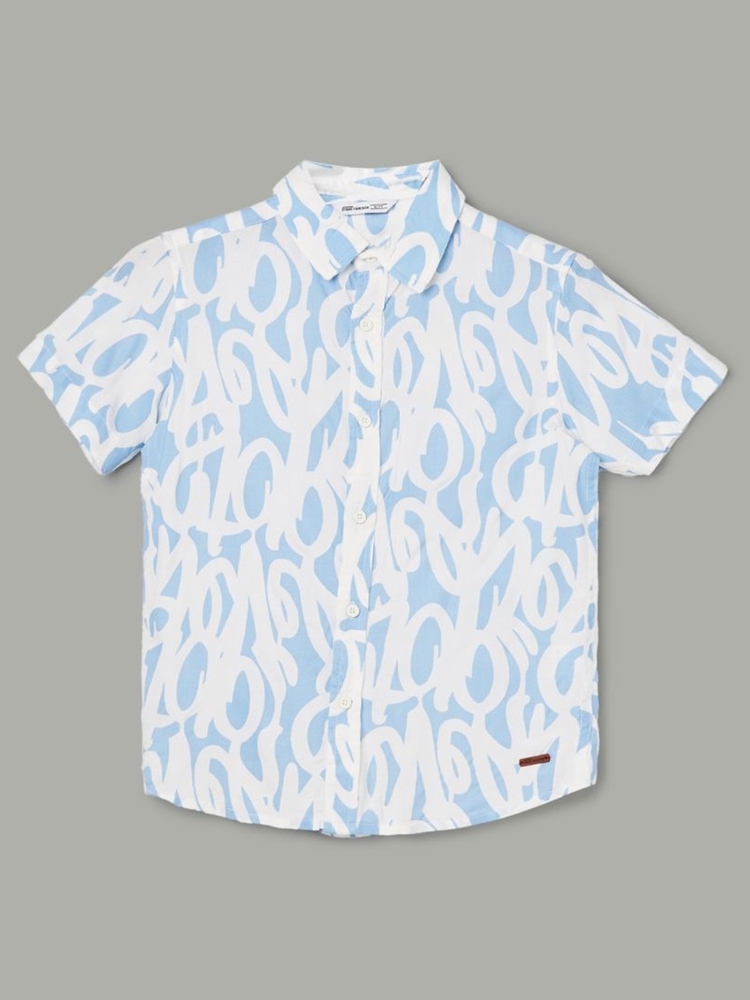 

Fame Forever by Lifestyle Boys Cutaway Collar Abstract Printed Casual Shirt, Blue