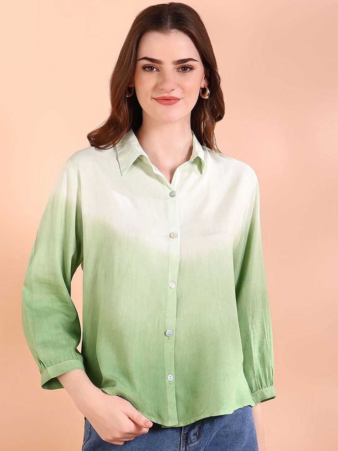 

Maaesa Women Comfort Opaque Casual Shirt, Green