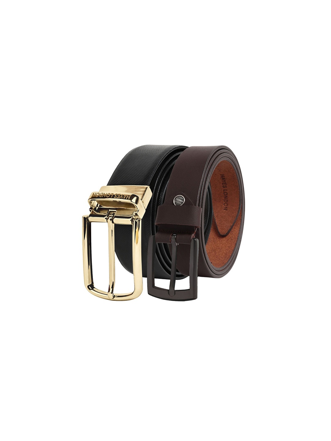

Hayes London Men 2 Leather Reversible Formal Belt, Gold