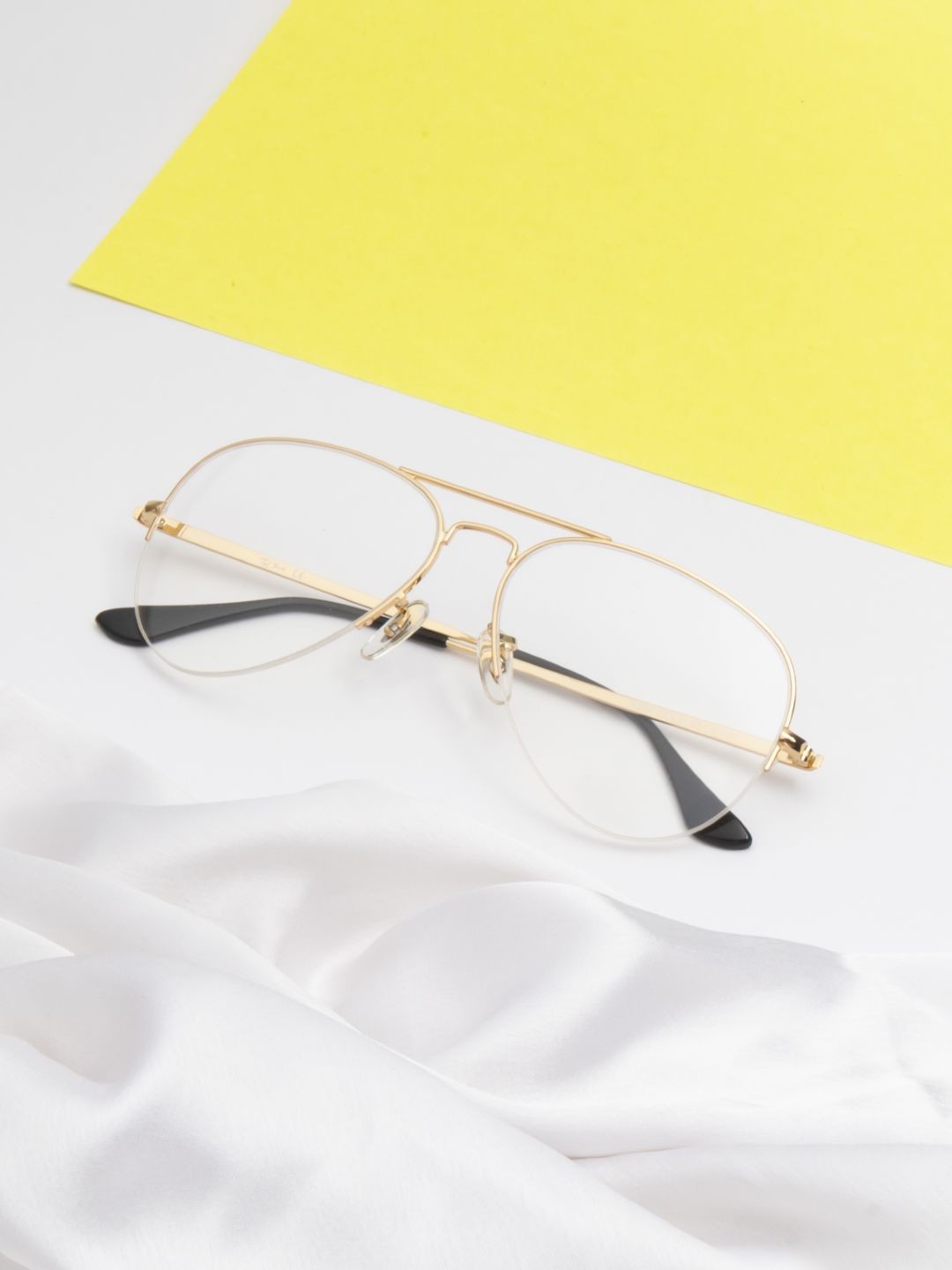 

Ted Smith Unisex Half Rim Aviator Frames, Gold
