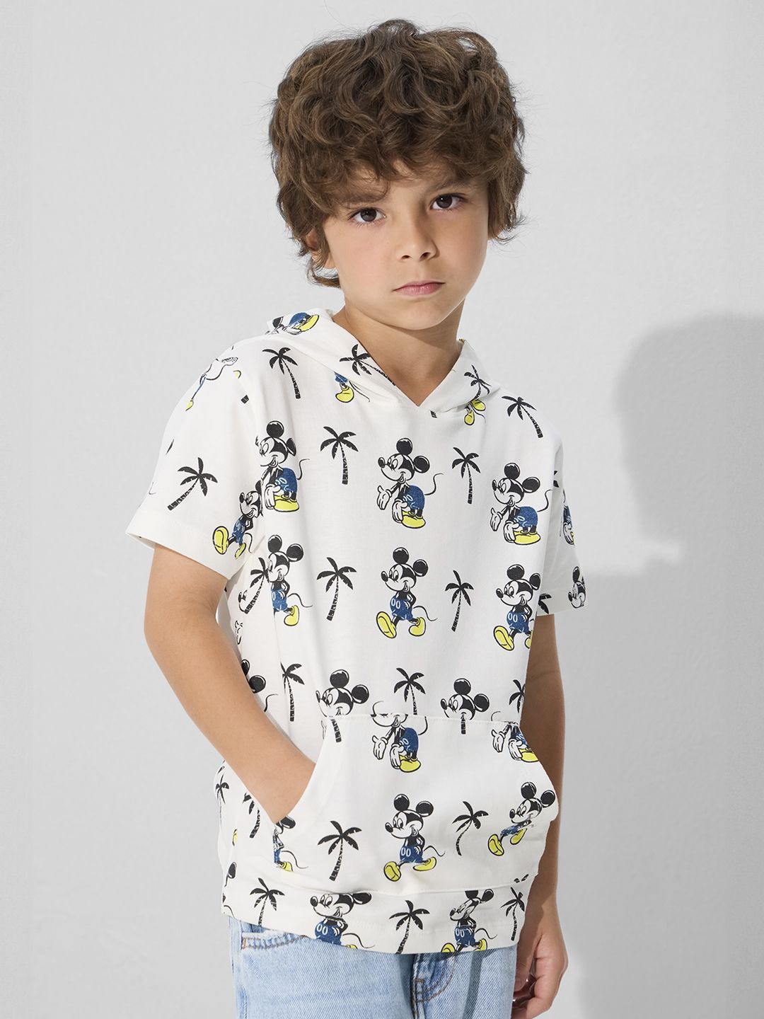 

The Souled Store Boys Mickey Mouse Printed Hooded T-shirt, White
