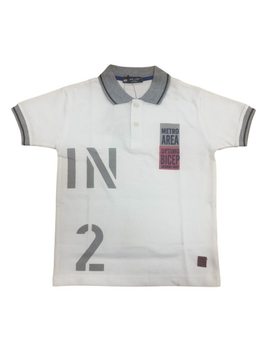 

Little Marco Boys Polo Collar Applique T-shirt, White