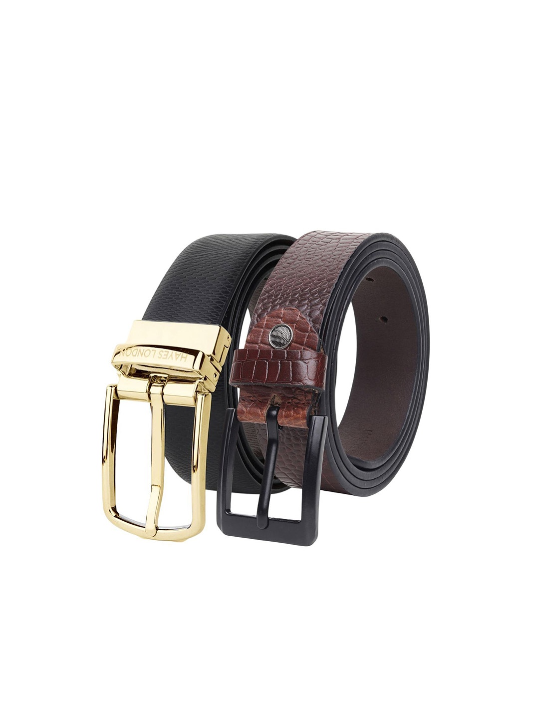 

Hayes London Men Pack Of 2 Leather Reversible Formal Belt, Gold