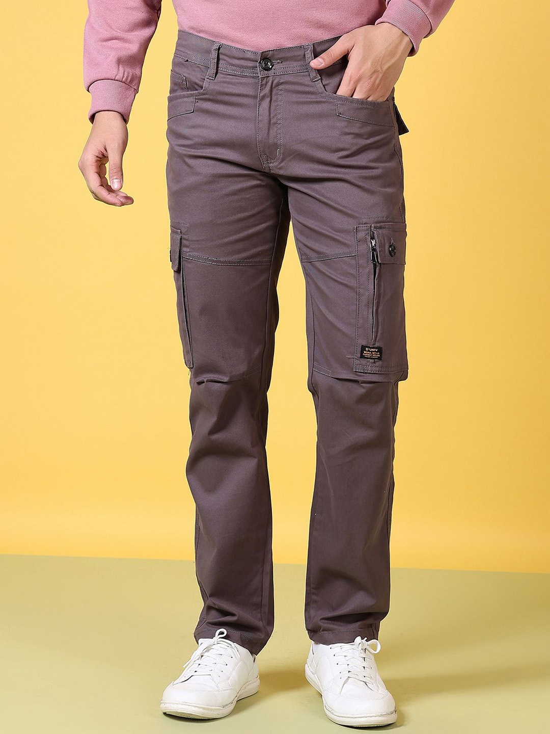 

V-Mart Men Mid-Rise Cargos Trousers, Grey