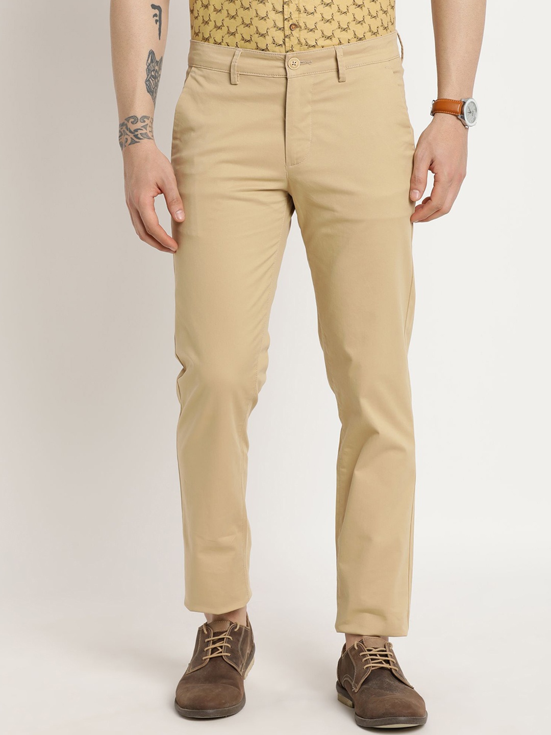 

Turtle Men Relaxed Skinny Fit Chinos Trousers, Khaki