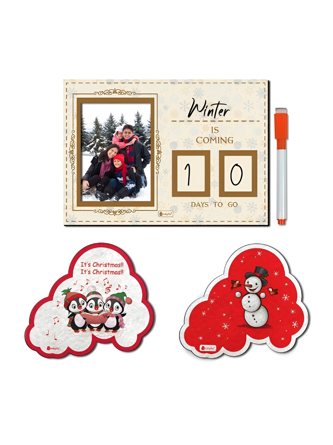 

Indigifts 4-Pcs White & Red Printed Decorative Magnets