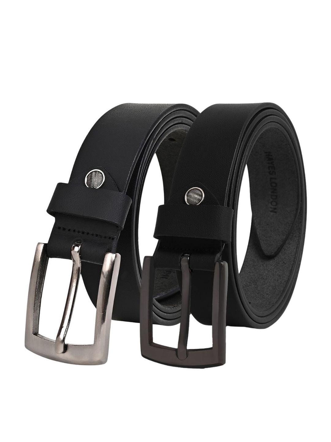 

Hayes London Men Formal Belts Combo Pack of 2 Premium Genuine Leather Belt, Black