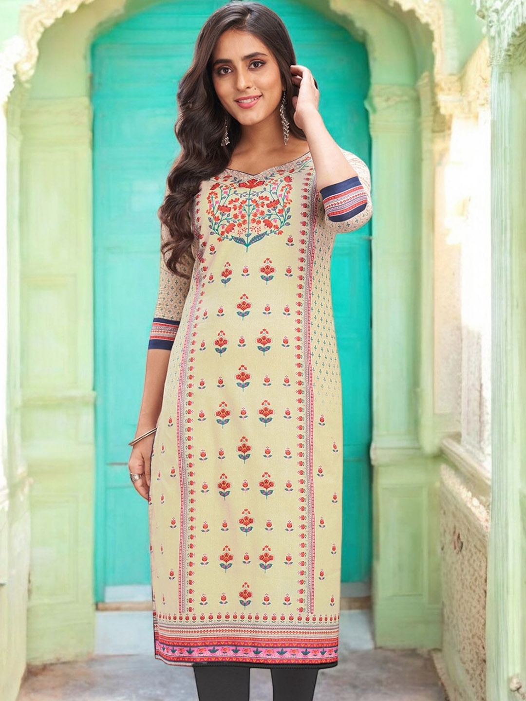 

Jevi Prints Women Geometric Printed Kurta, Pink