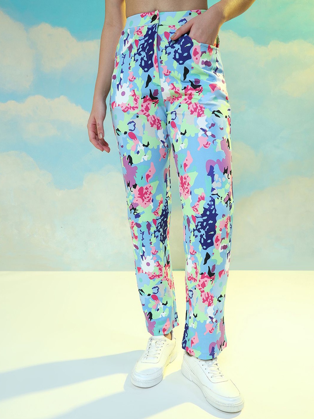 

TANDUL Women Floral Printed Original Trousers, Blue