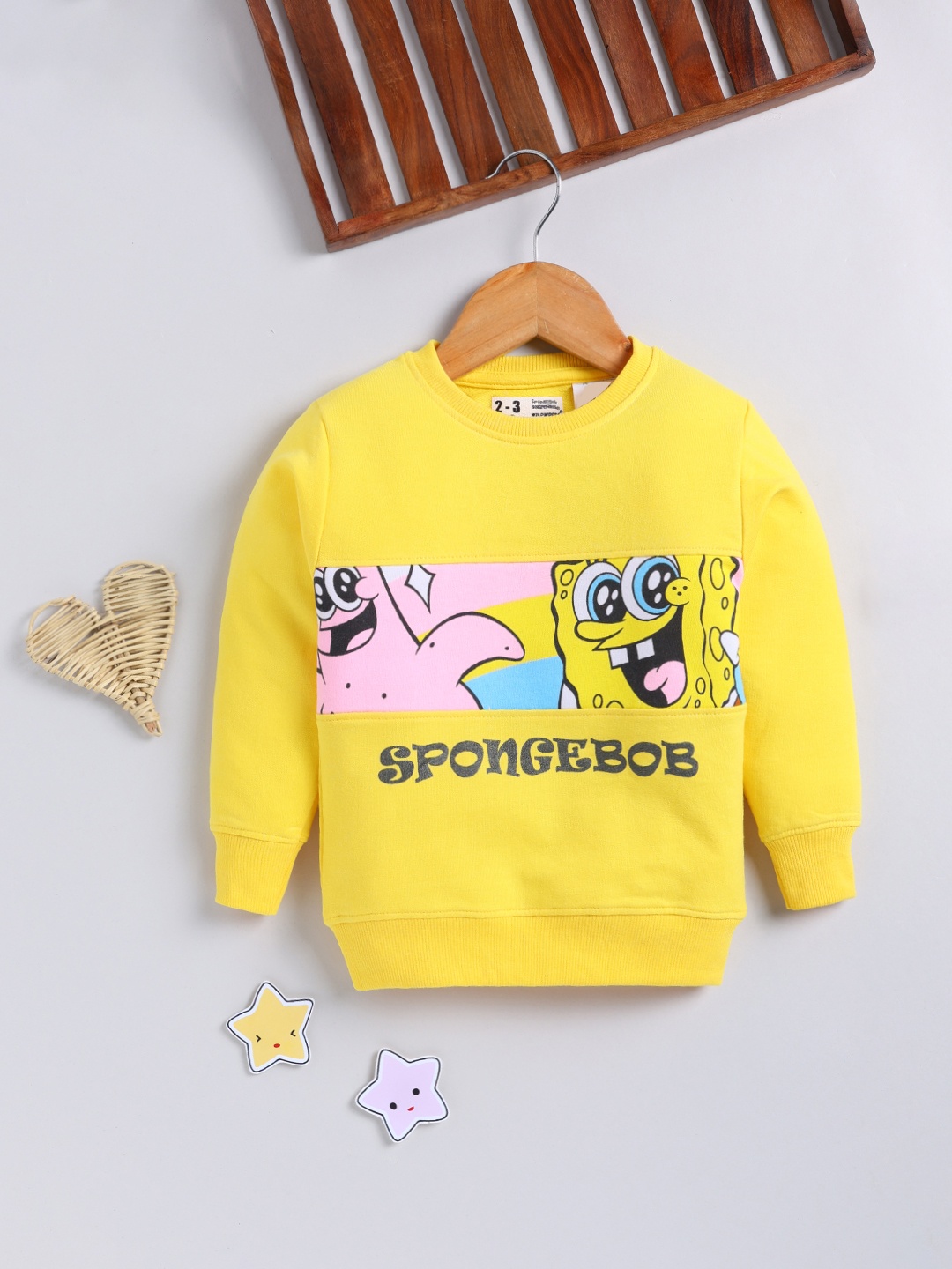 

YK X Minute Mirth Girls Sponge Bob Printed Sweatshirt, Yellow