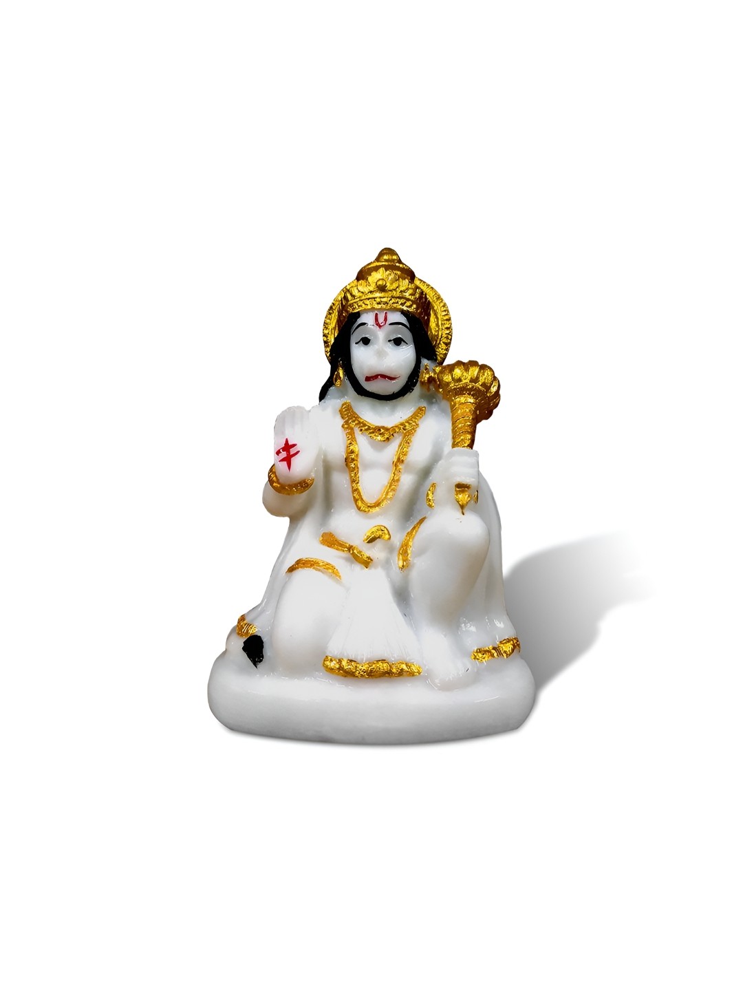 

Adhvik Polyresin White Sitting Bajrangbali Hanuman Religious Decorative Showpiece