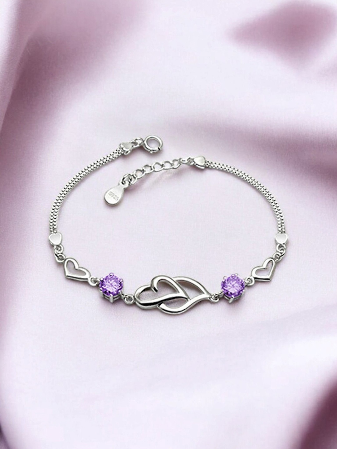 

Nilu's Collection Women Cubic Zirconia Silver-Plated Wraparound Bracelet