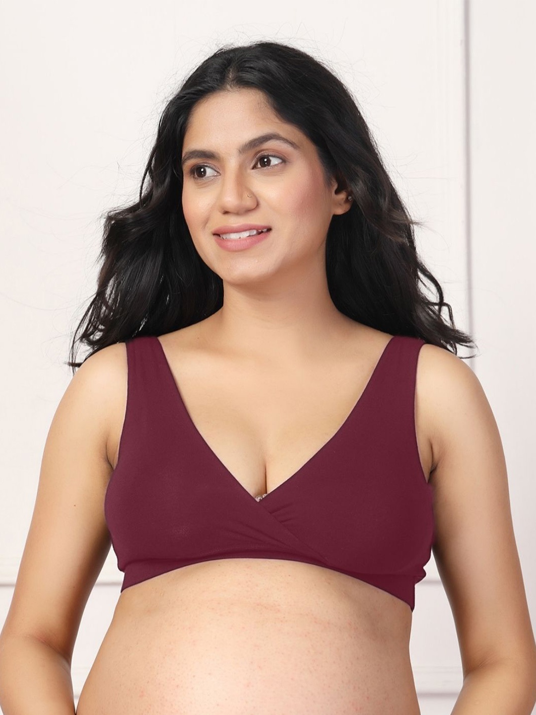 

House Of Zelena Non Wired Stretchable Padded Maternity Bra, Maroon