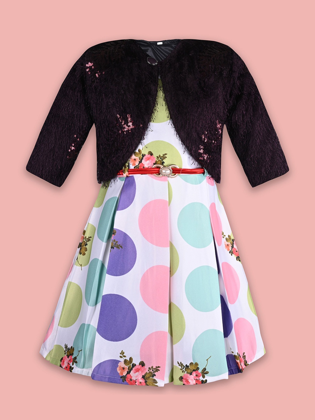 

Wish Karo Print Satin A-Line Dress, Multi