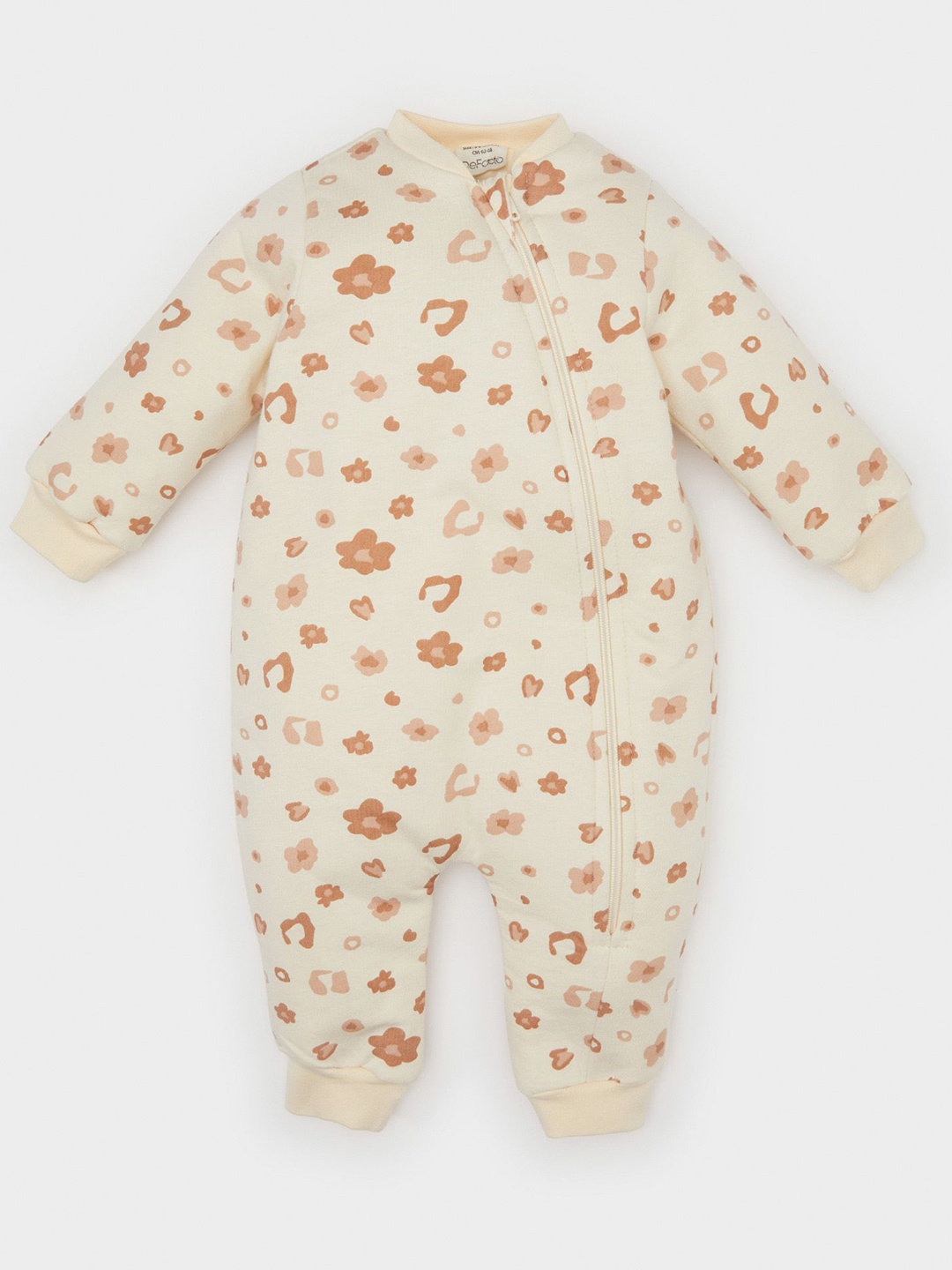 

DeFacto Infant Girls Printed Pure Cotton Rompers, Beige