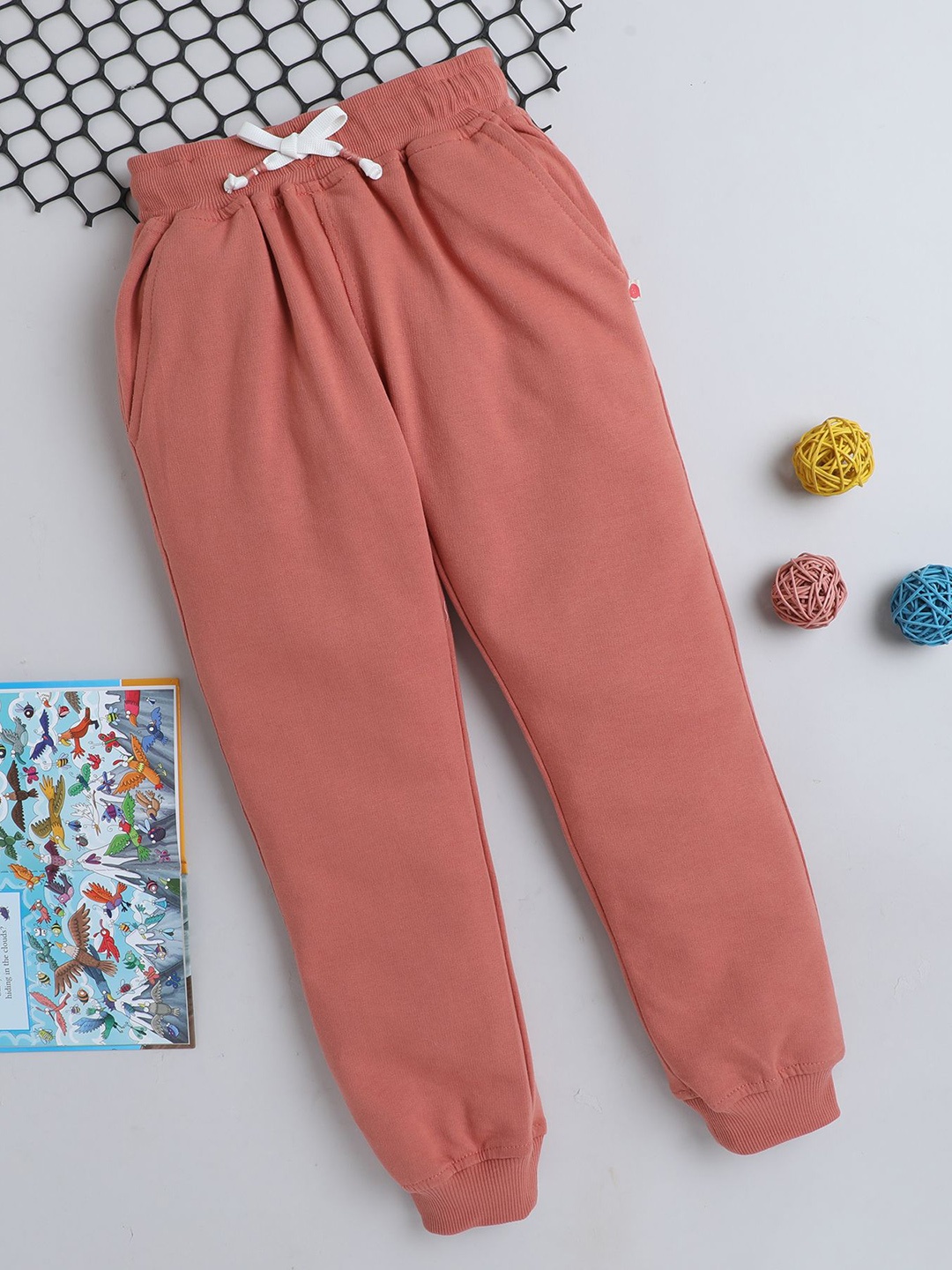 

BAATCHEET Boys Cotton Joggers, Peach