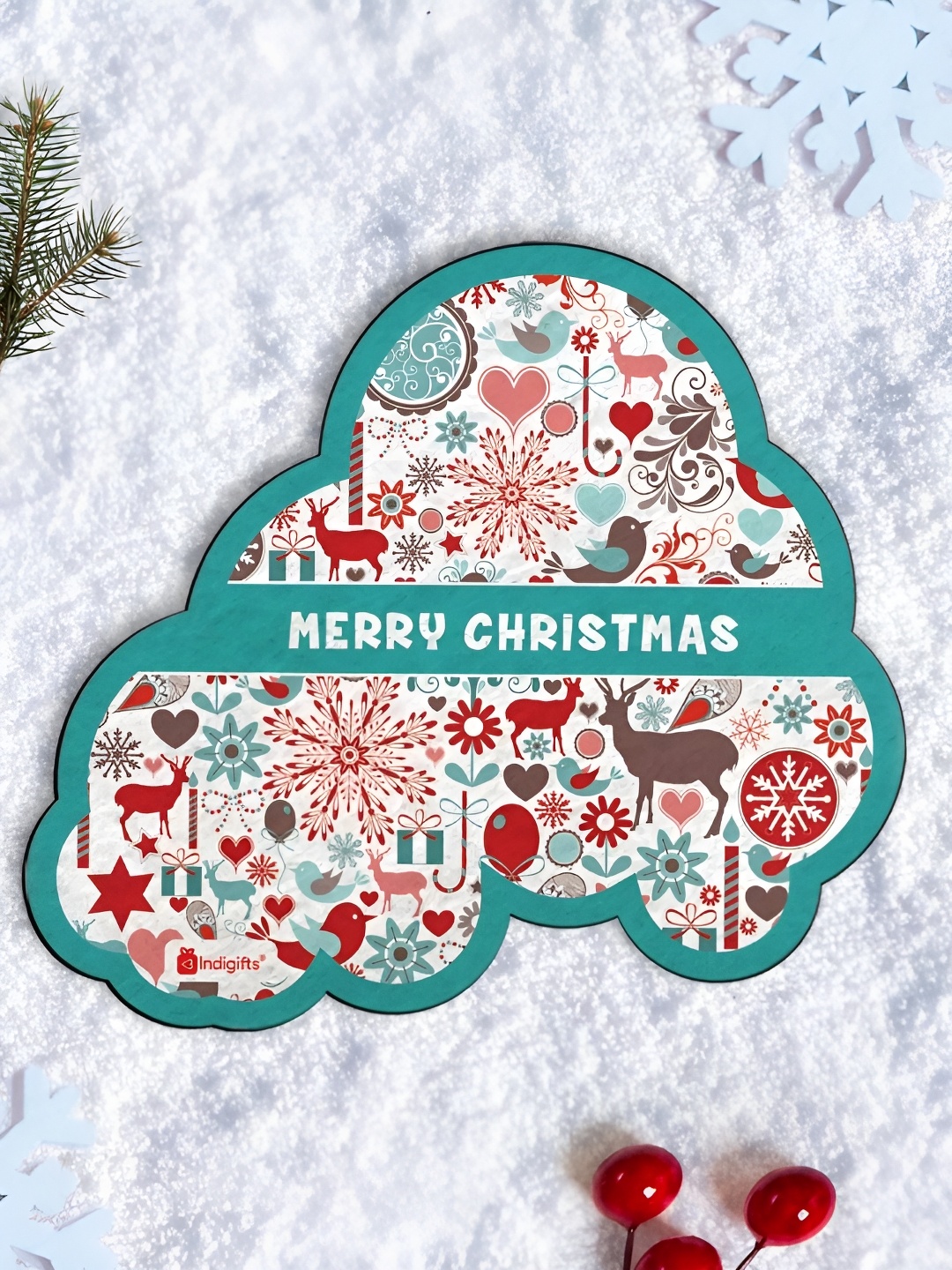 

Indigifts Merry Christmas Fridge Magnet, Blue