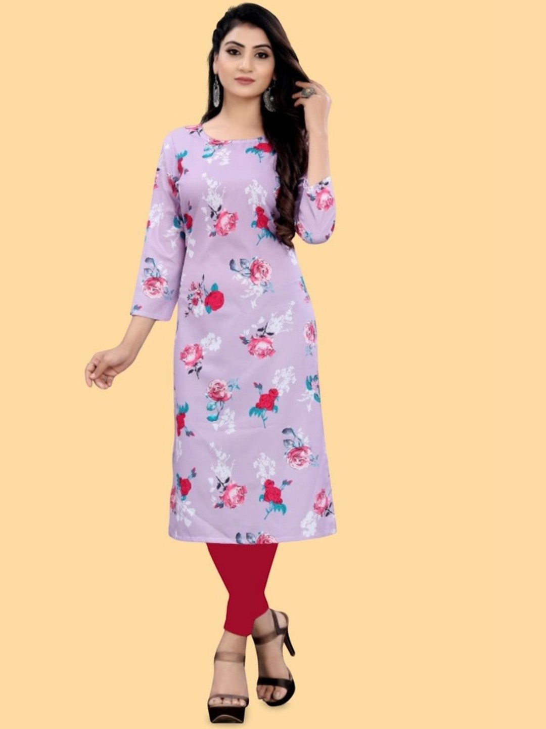 

AK FASHION MALL Women Flared Sleeves Gotta Patti Crepe Anarkali Kurta, Pink