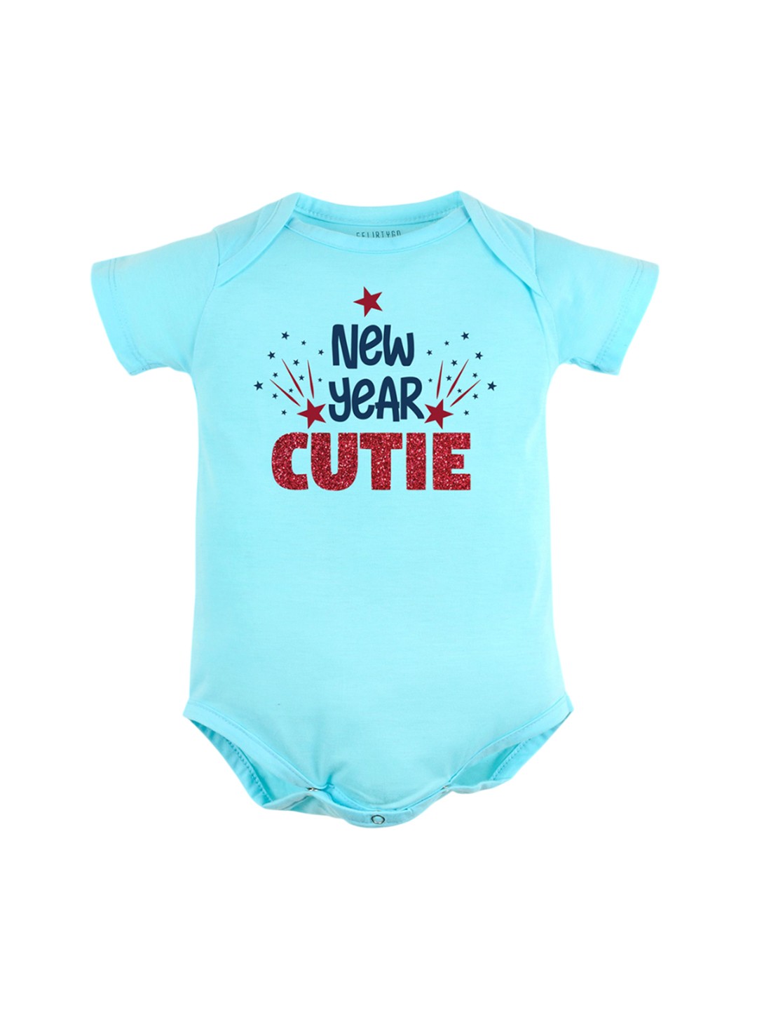 

FFLIRTYGO Infants Printed Pure Cotton Bodysuit, Turquoise blue