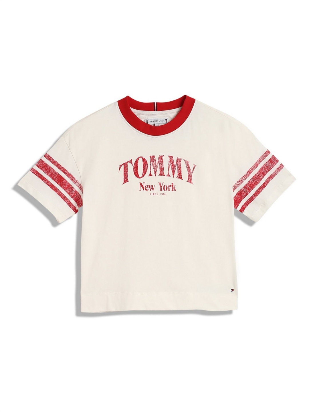 

Tommy Hilfiger Girls Colourblocked Raw Edge T-shirt, White