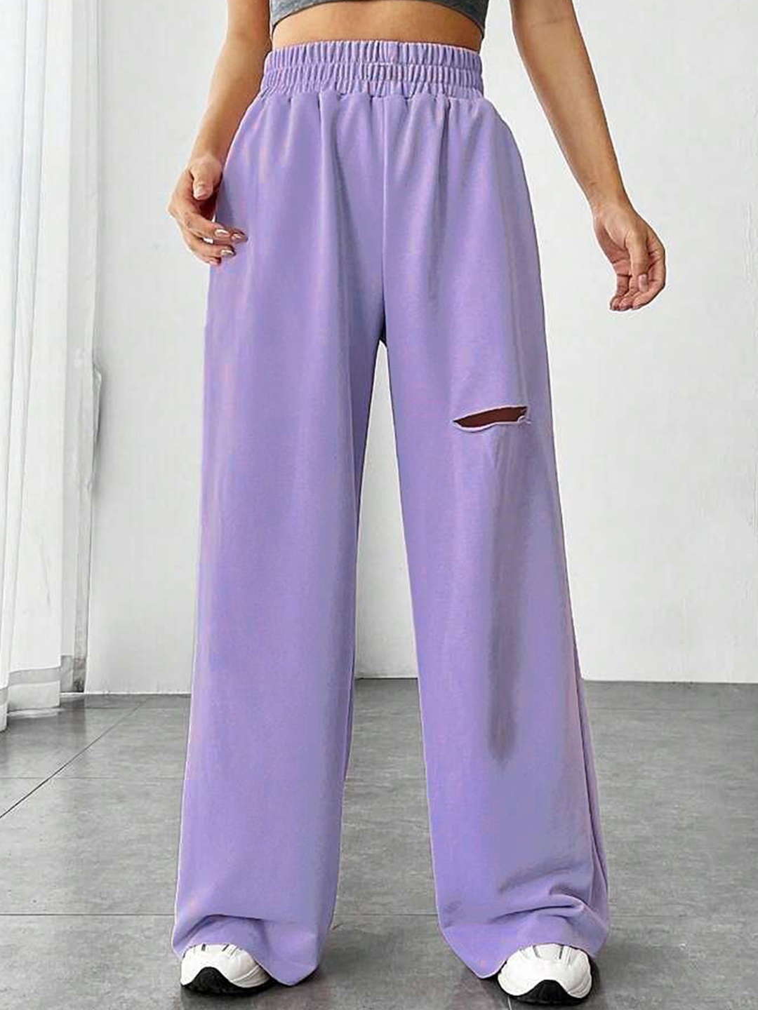 

Stylecast X Slyck Solid Pattern Slip on Trouser, Lavender