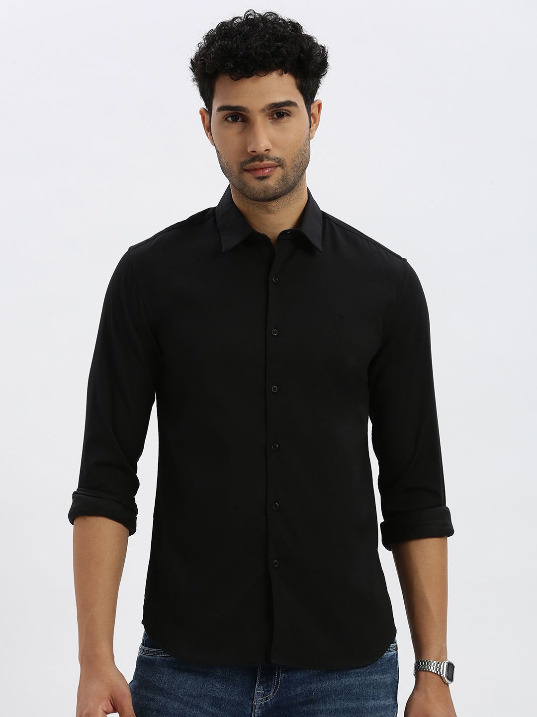 

Grit and Flair Men Standard Opaque Casual Shirt, Black