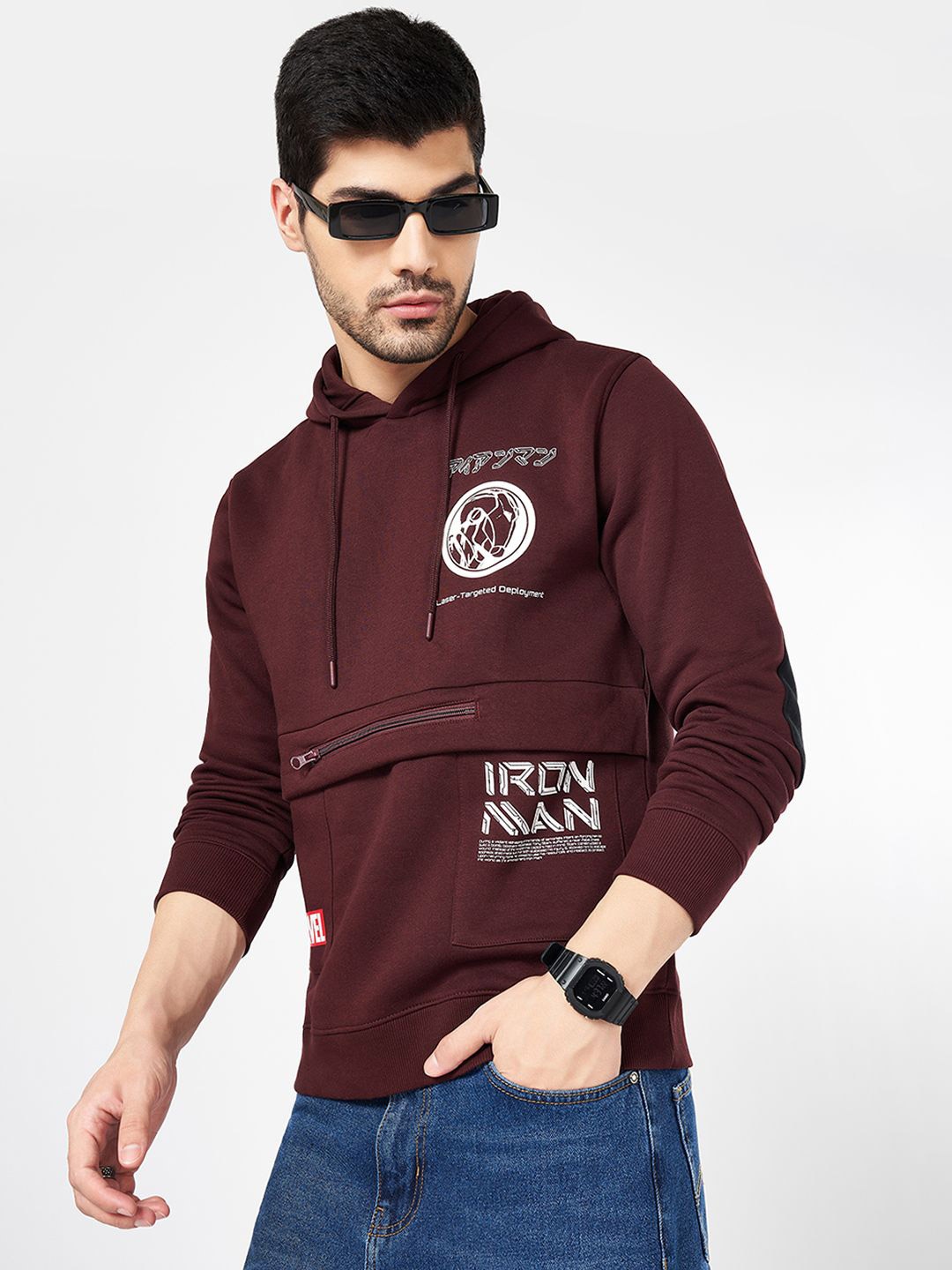 

SF JEANS by Pantaloons Men Hooded Sweatshirt, Maroon