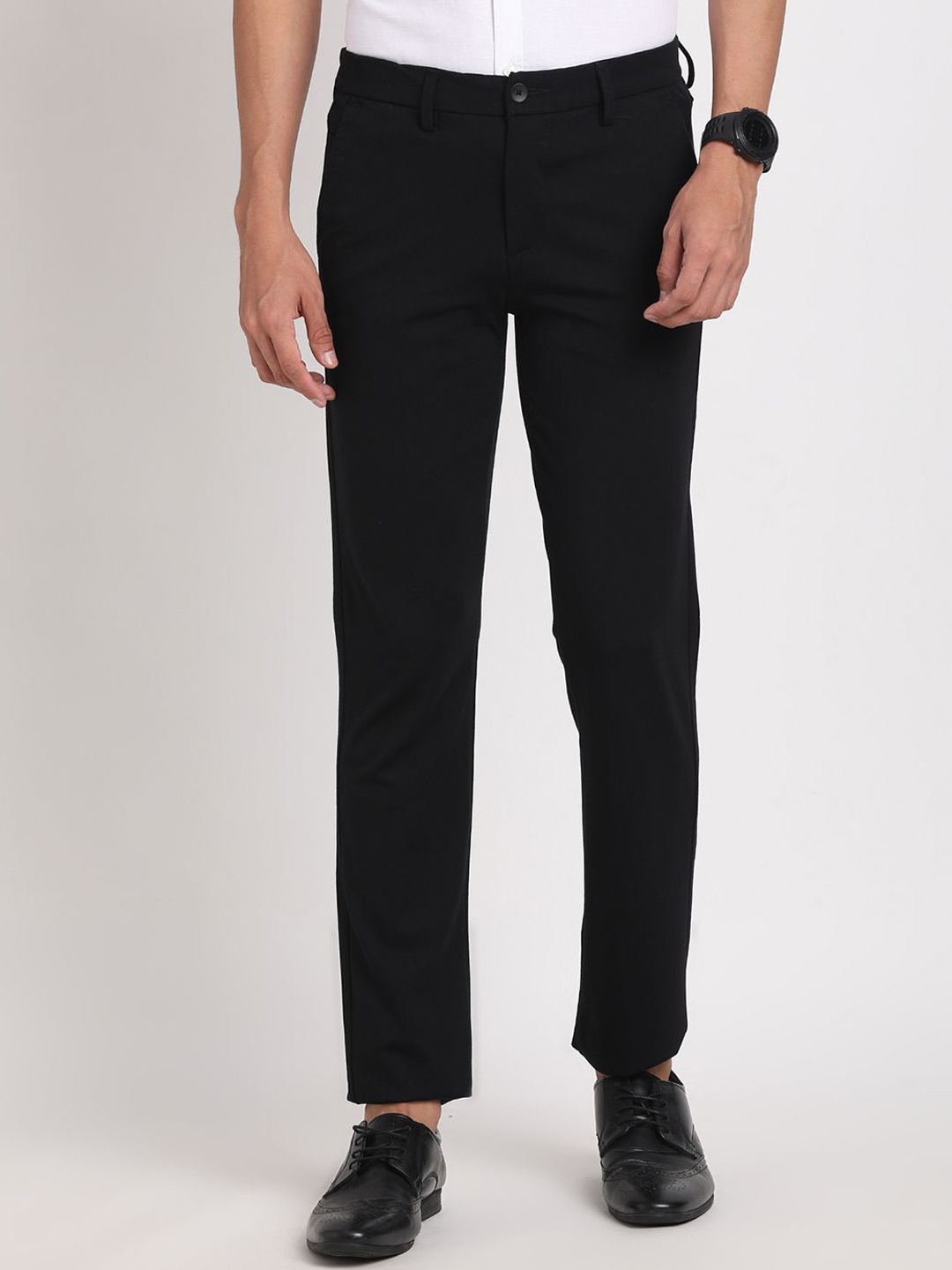 

Turtle Men Relaxed Slim Fit Cotton Chinos Trousers, Black