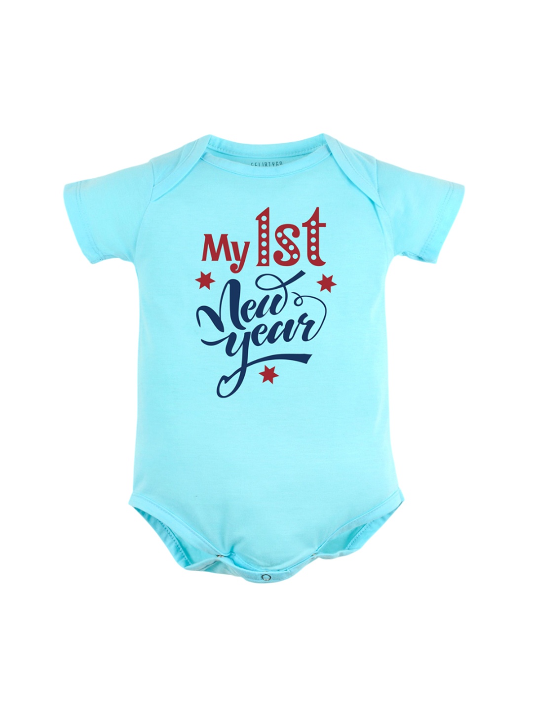 

FFLIRTYGO Infants Printed Pure Cotton Bodysuit, Turquoise blue